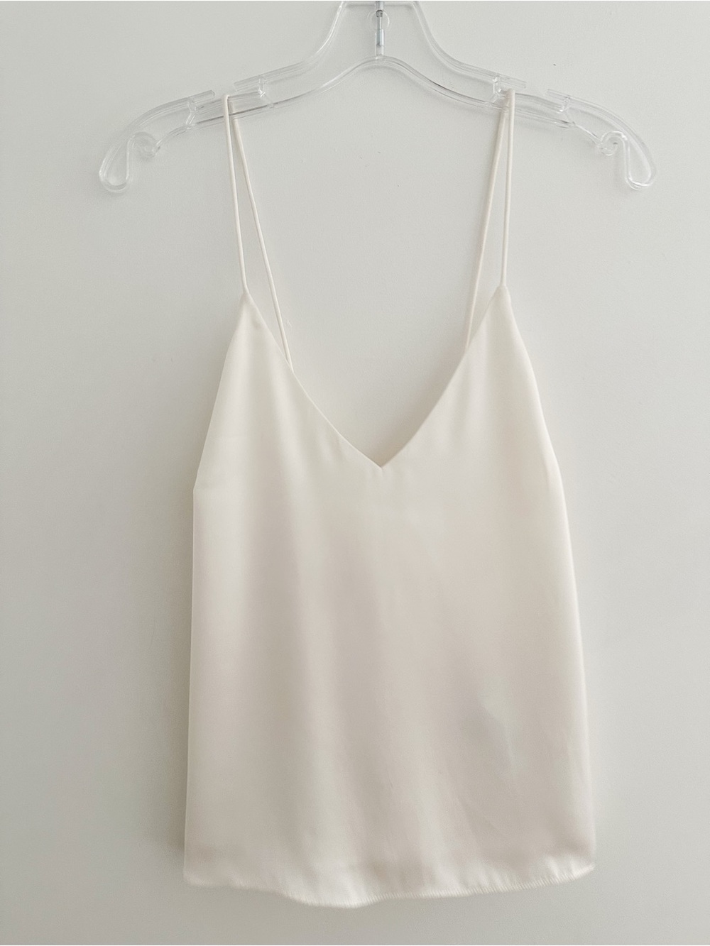 H&M Ivory Matte Satin Cami Crisscross Back Tank Top Size Medium Lined Camisole - Picture 6 of 6
